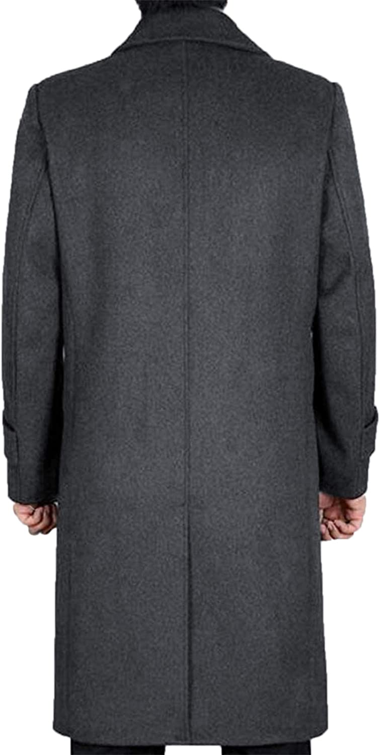 COOFANDY Men's Woollen Trench Coat Single Breasted Long Jacket Winter ...