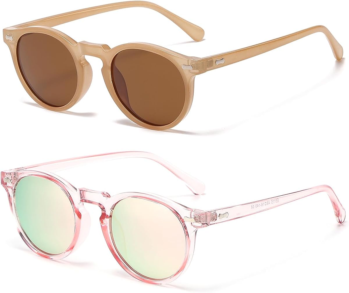 NIDOVIX Vintage Polarized Sunglasses for Men Women Round Retro Classic Fashion Eyewear UV400 Protection Sun Glasses