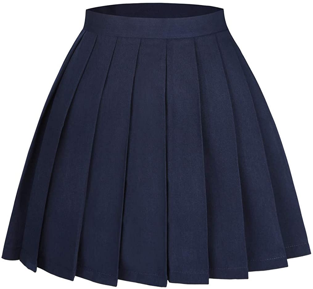 Seazoon Women's High Waist Pleated Cosplay Cheer Skirt Mini School