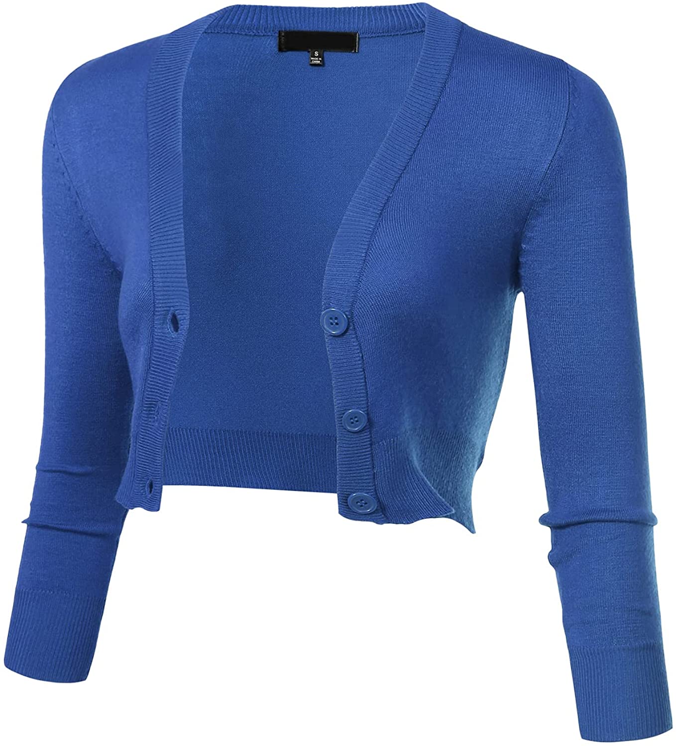 Women's Solid Button Down 3/4 Sleeve Cropped Bolero Cardigans (S-4XL) | eBay