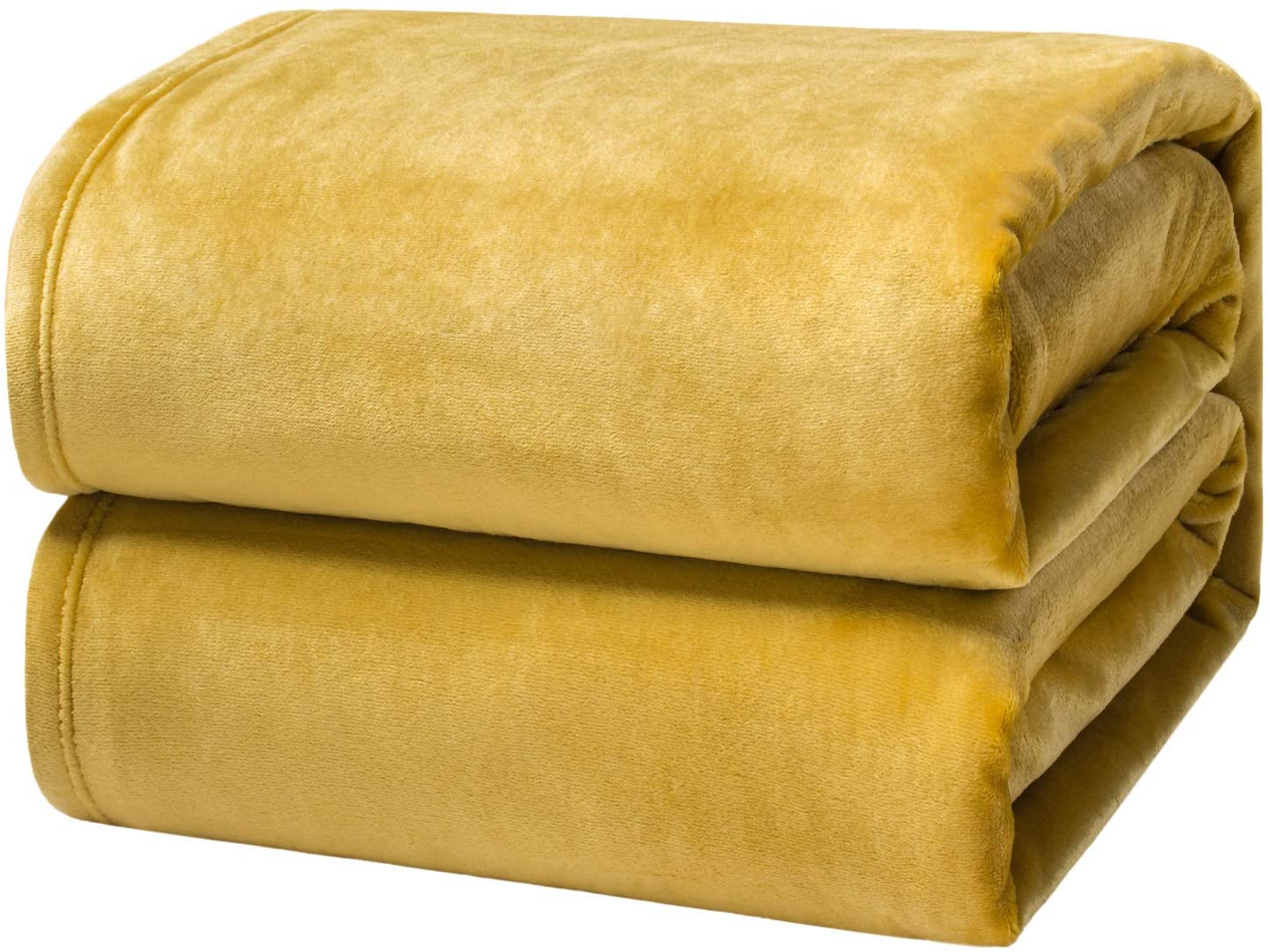 Bedsure Fleece Blanket King Size Gold Yellow Lightweight Super Soft Cozy Luxury