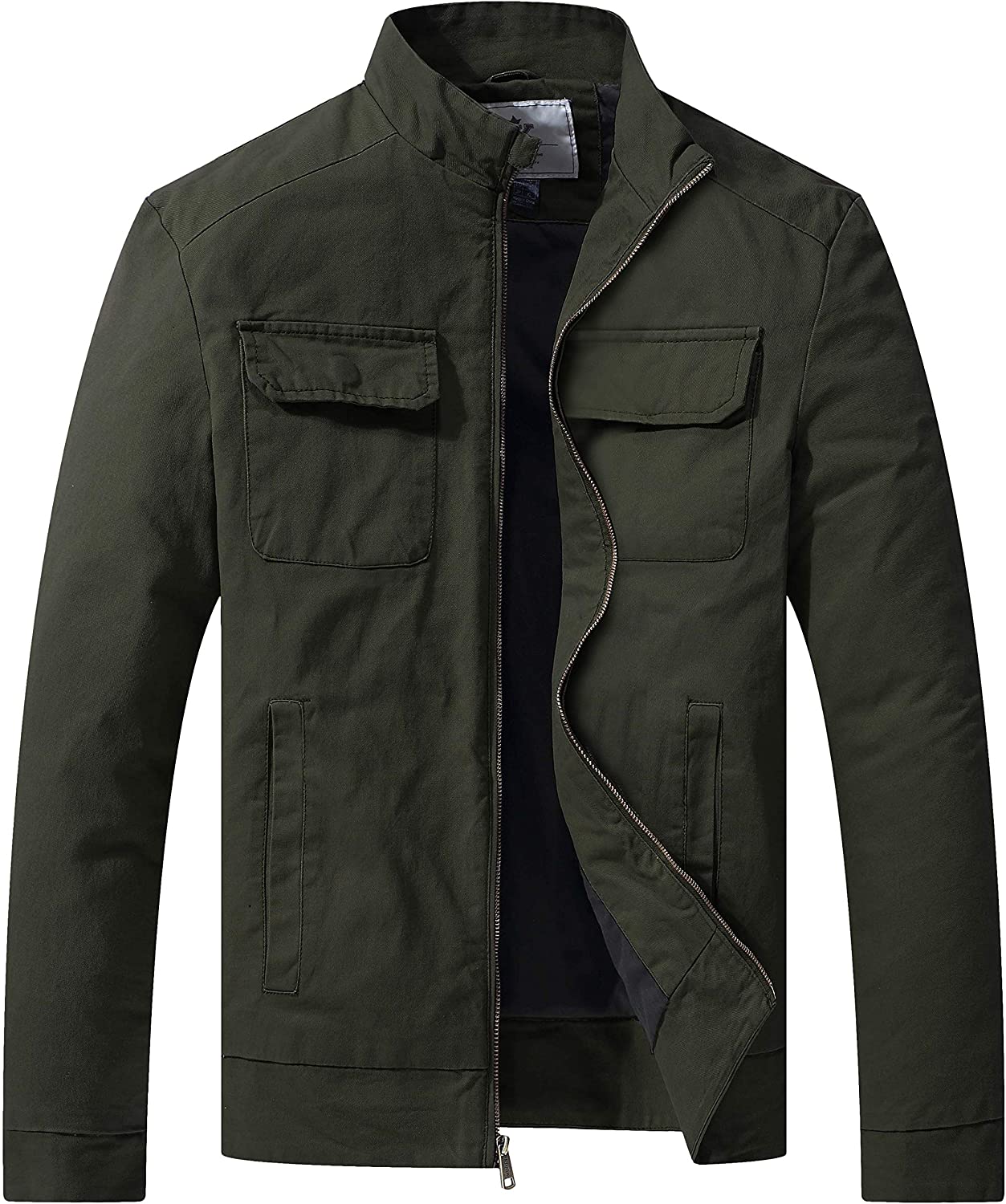 WenVen Men's Cotton Canvas Lightweight Casual Military Jacket | eBay