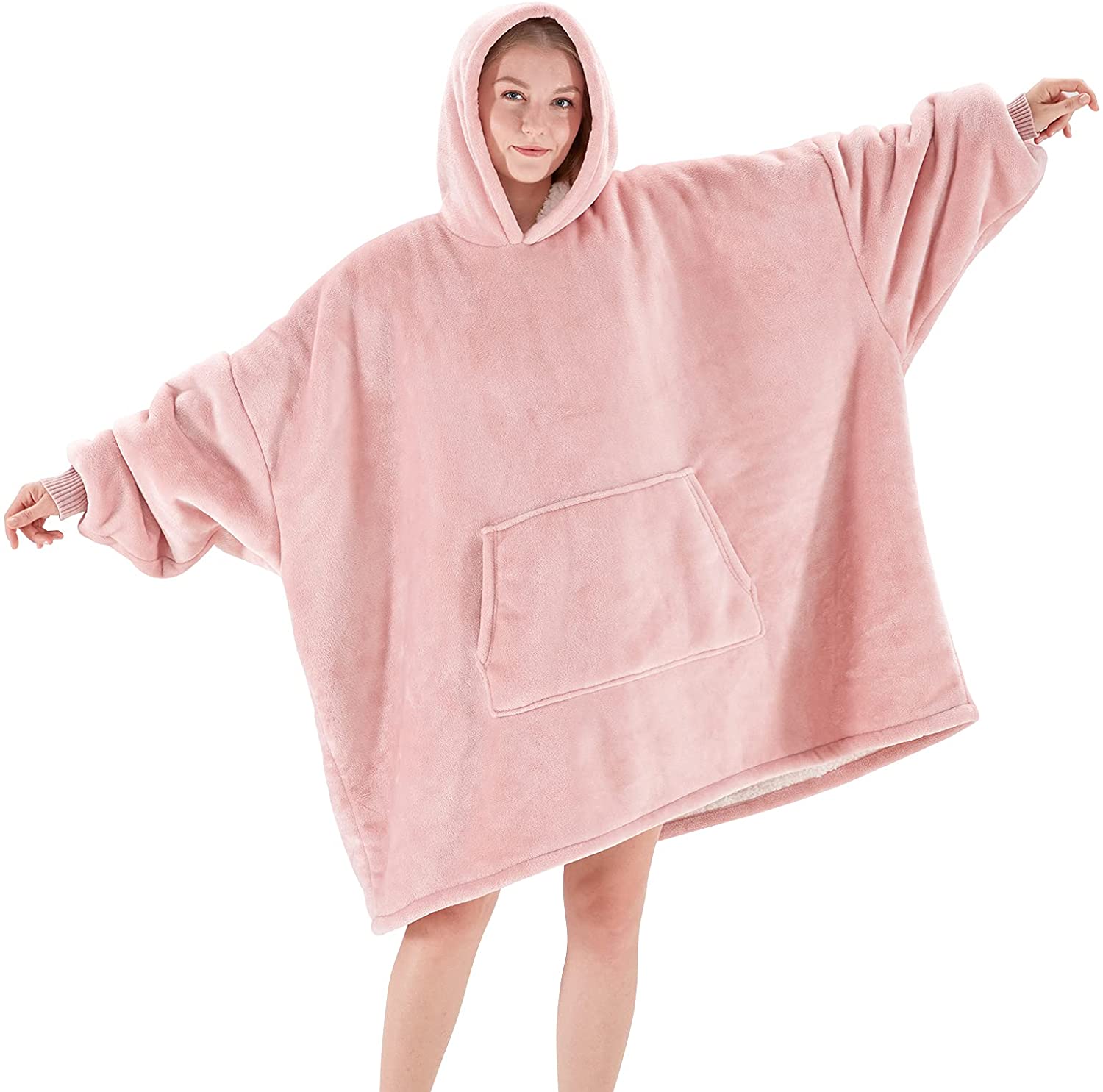 Touchat Wearable Blanket Hoodie, Oversized Sherpa Blanket Sweatshirt with  Hood P