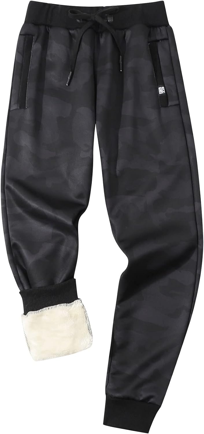 Gihuo Men's Sherpa Lined Athletic Sweatpants Winter Warm Track Pants