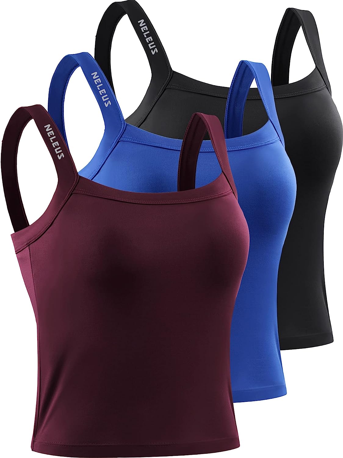 NELEUS Women's 3 Pack Athletic Compression Tank Top with Sport Bra