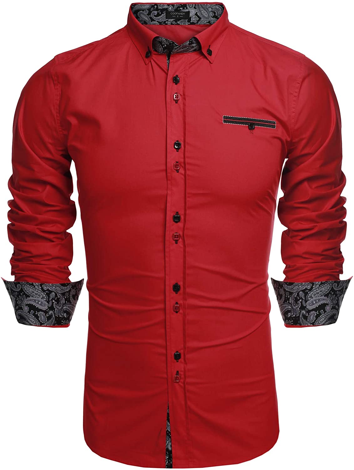 COOFANDY Men’s Paisley Business Dress Shirt Long Sleeve Casual Button Down Shirt 