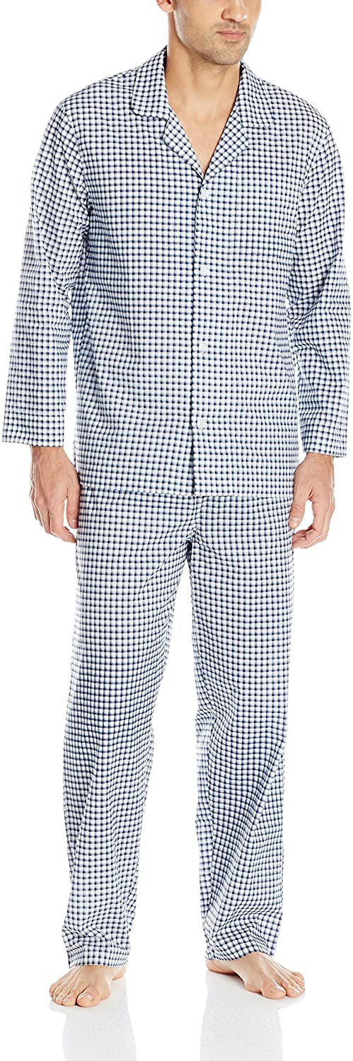 Fruit of the Loom Mens Long Sleeve Broadcloth Pajama Set