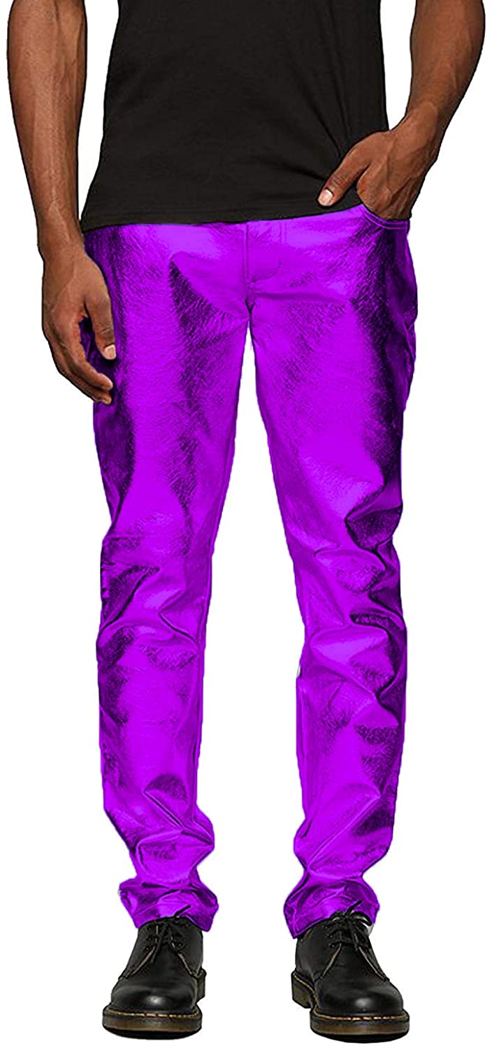 COOFANDY Mens Metallic Shiny Jeans Party Dance Disco Nightclub Pants  Straight Leg Trousers : : Clothing & Accessories