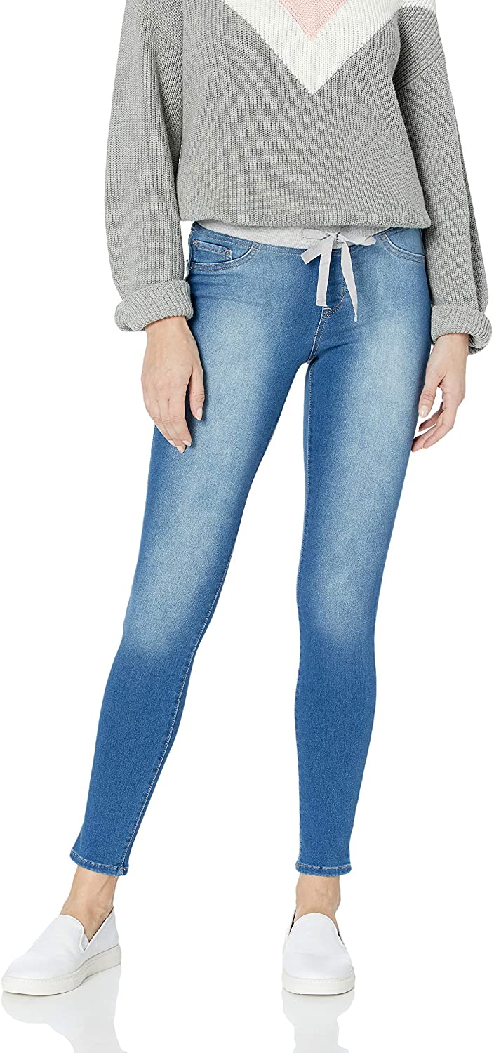 l.e.i. Women's Dorm Pull on Jegging with Tie Detailing in Knit Denim