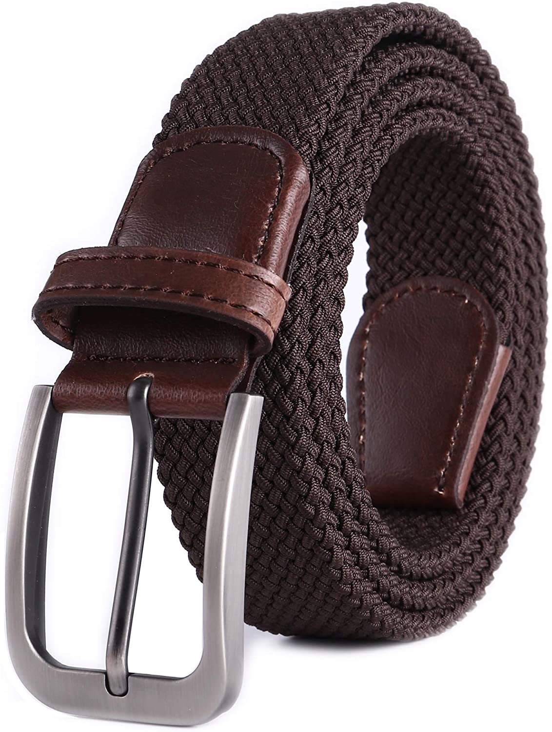 Weifert Belt for Men Braided Stretch Belt/No Holes Elastic Fabric Woven ...