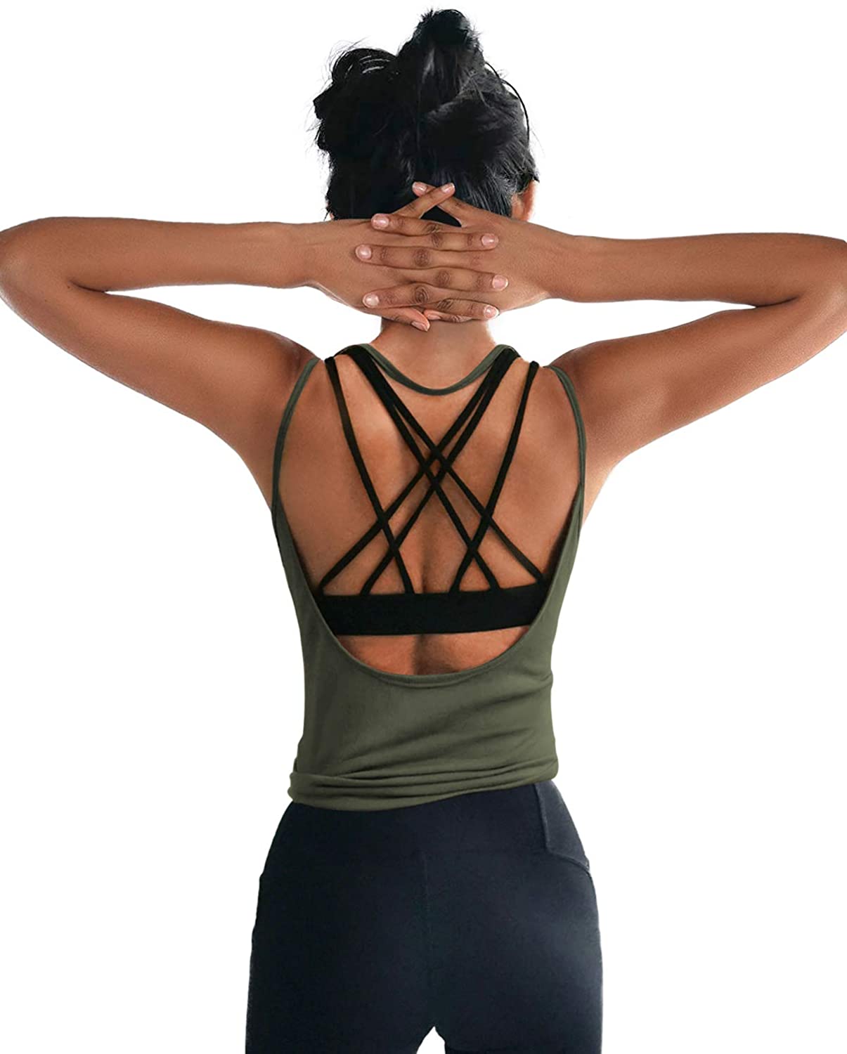 OYANUS Womens Summer Workout Tops Sexy Backless Yoga