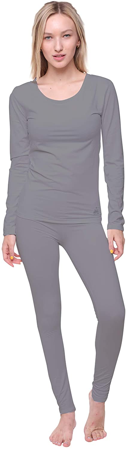 MANCYFIT Thermal Underwear for Women Long Johns Set Fleece Lined Ultra Soft  Scoop Neck Black X-Small at  Women's Clothing store