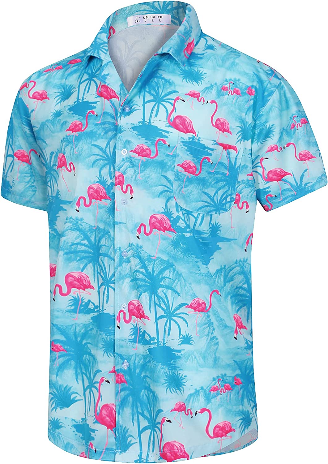 Men's Slim Fit Half Sleeve Fashion Tropical Printed Hawaiian Aloha