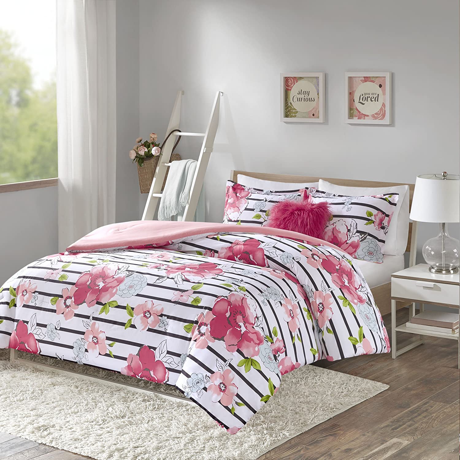 Floral Ruched Comforter Set 