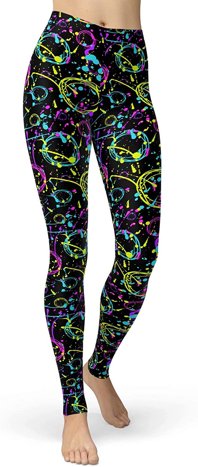 color cosplayer Women's 80s Leggings Splatter Artistic Printed Buttery Soft  Stretchy Pants