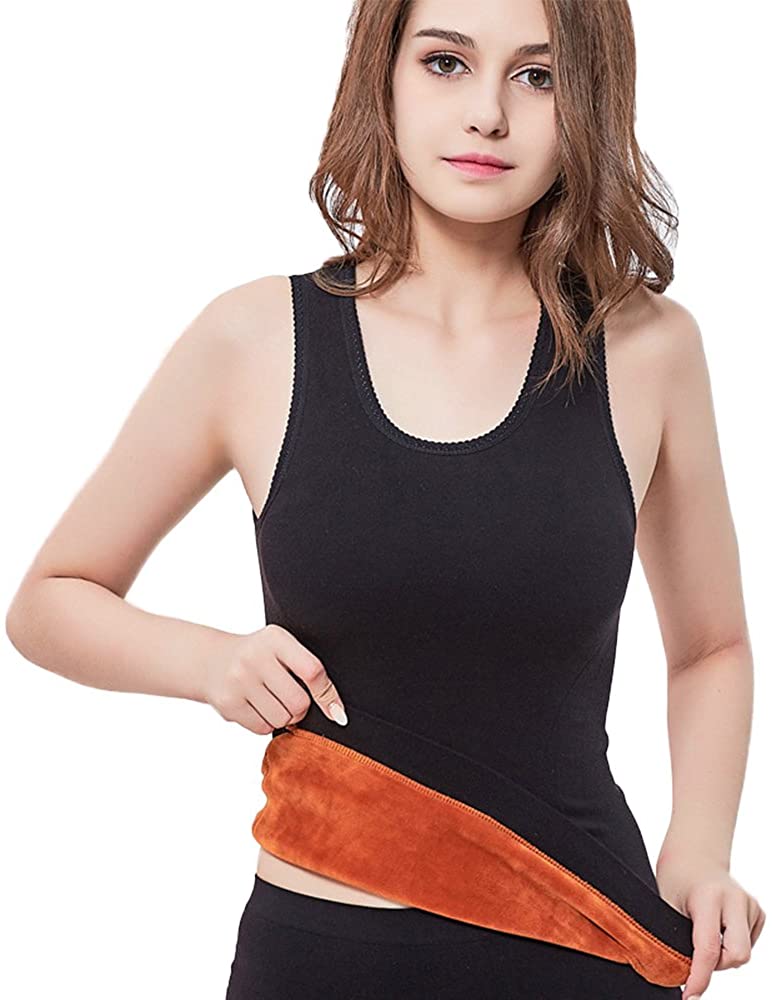 Flygo Womens Thermal Underwear Winter Warm Base Layer Fleece Lined Cami Tank Tops 