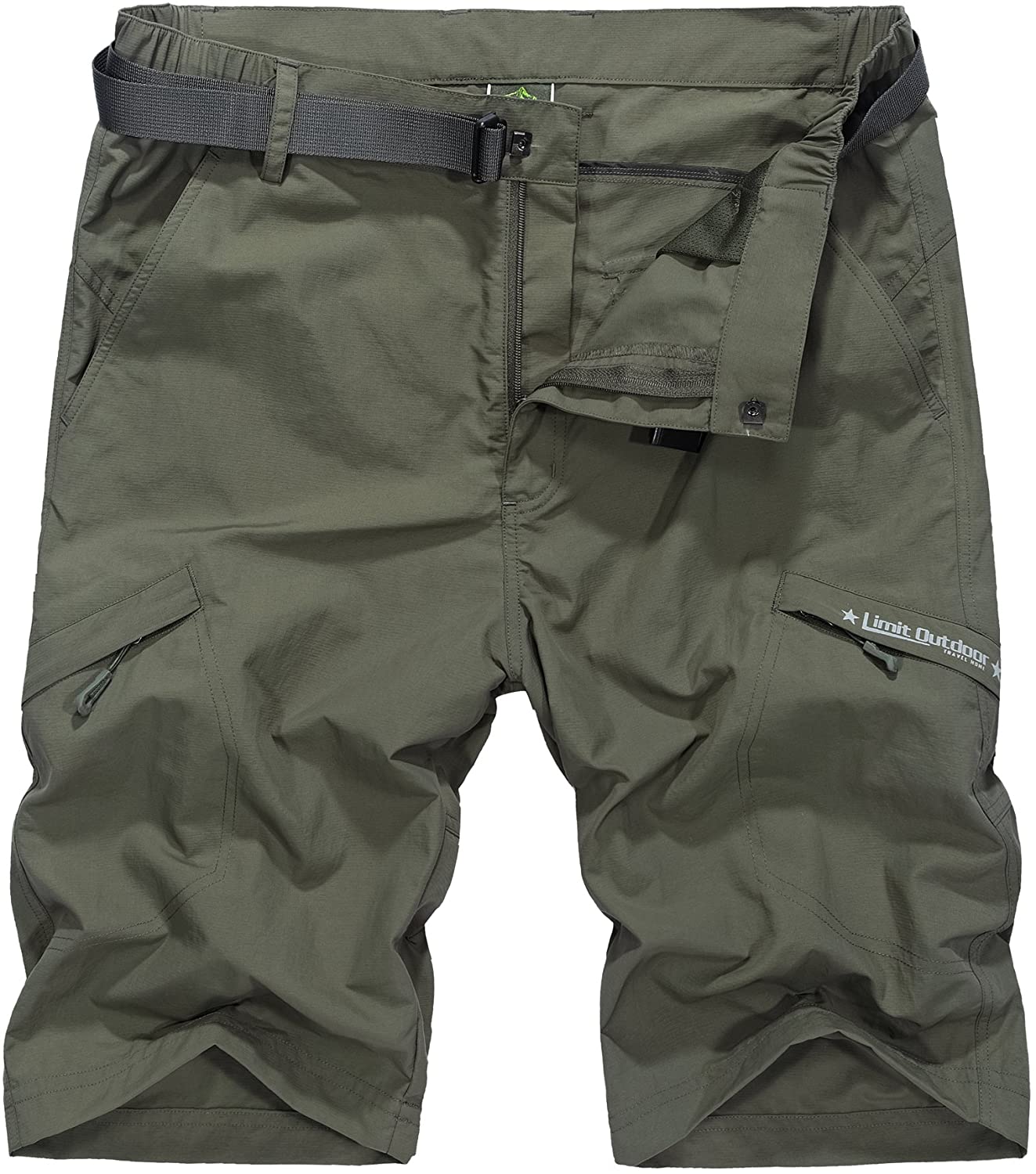 Kolongvangie Mens Outdoor Super Lightweight Quick Dry Hiking Casual Cargo Shorts with Multi Pockets No Belt