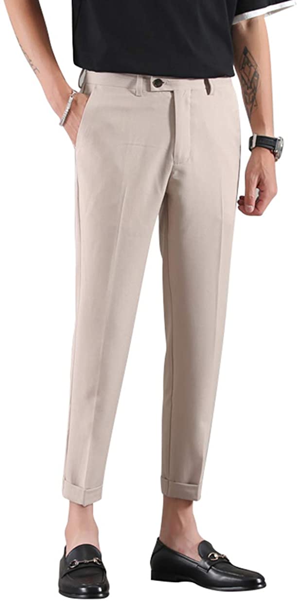 MOGU Men Cropped Dress Pants Ankle-Length White Color | eBay