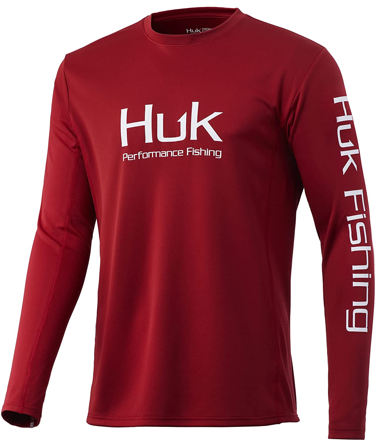 Huk Shirt Mens L Coral Pink Long Sleeve Crew Neck Performance