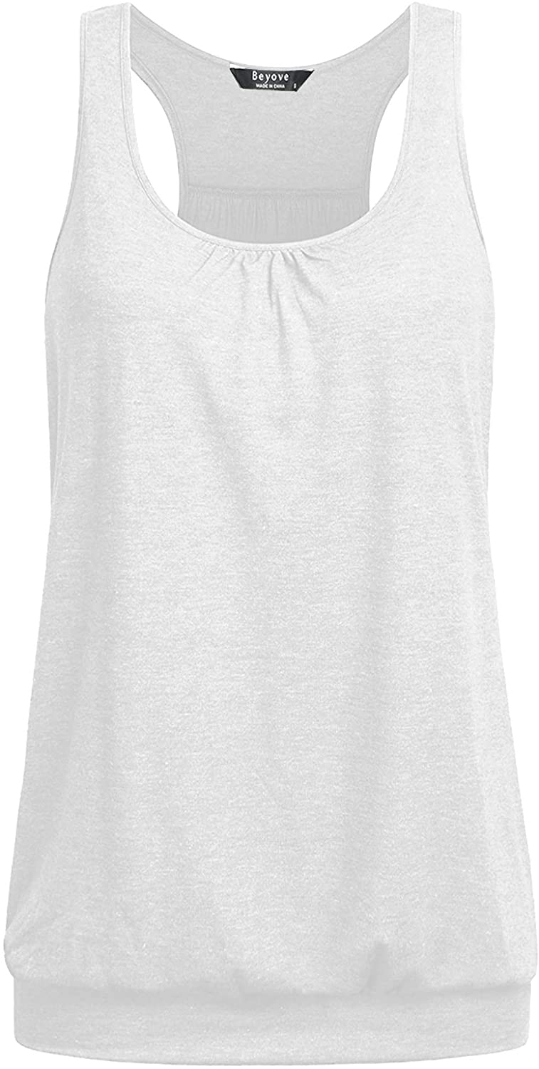Beyove Womens Plus Size Workout Yoga Tank Top Loose Fit Athletic Tank Top Sleeveless Round Neck Racerback Tops 