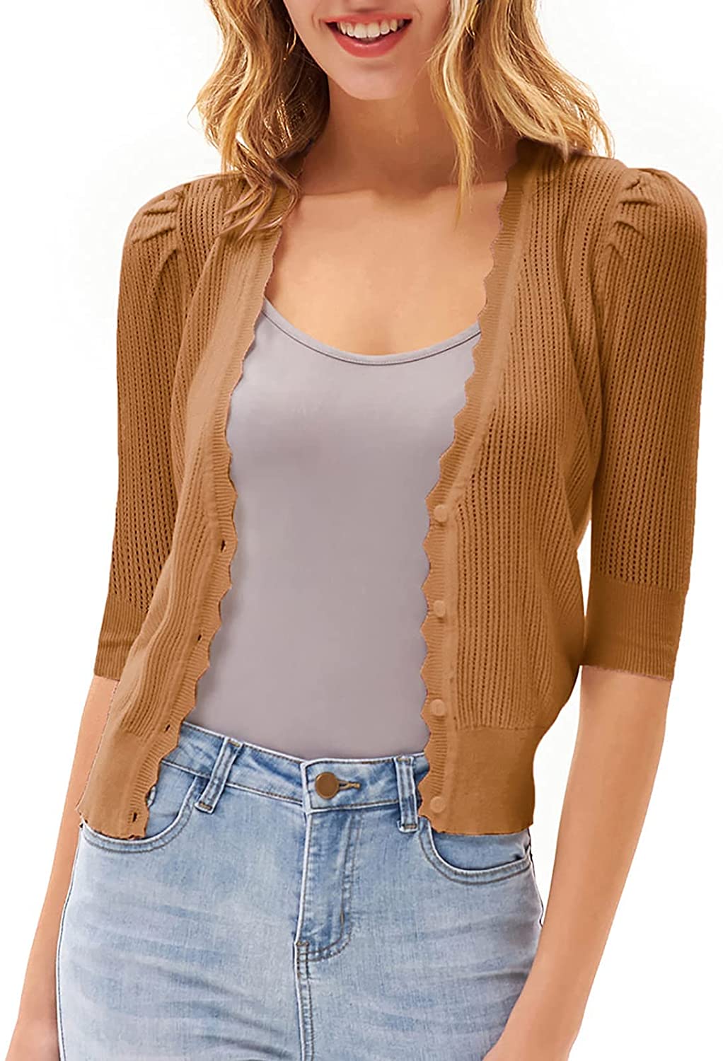  GRACE KARIN Womens Ribbed Open Front Cardigan