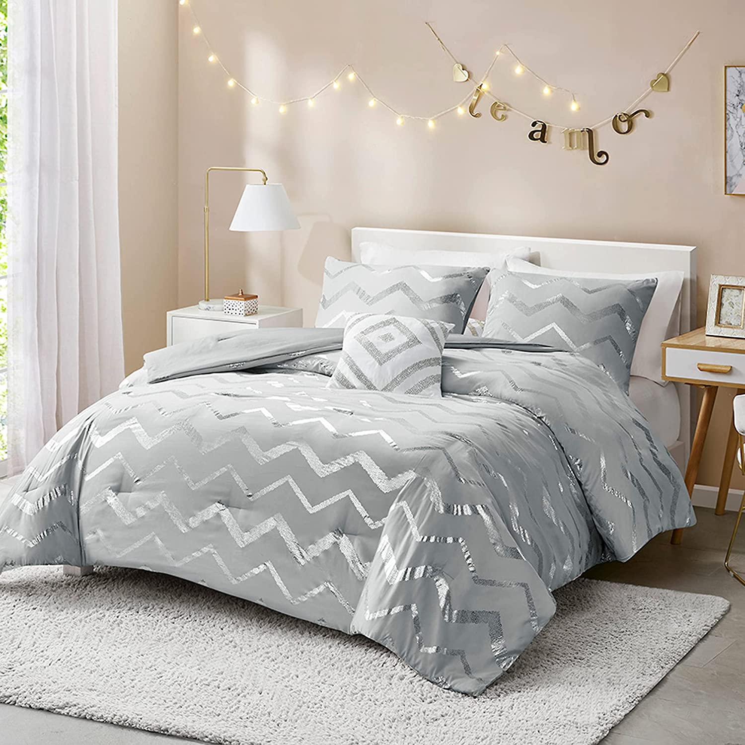 silver twin xl comforter