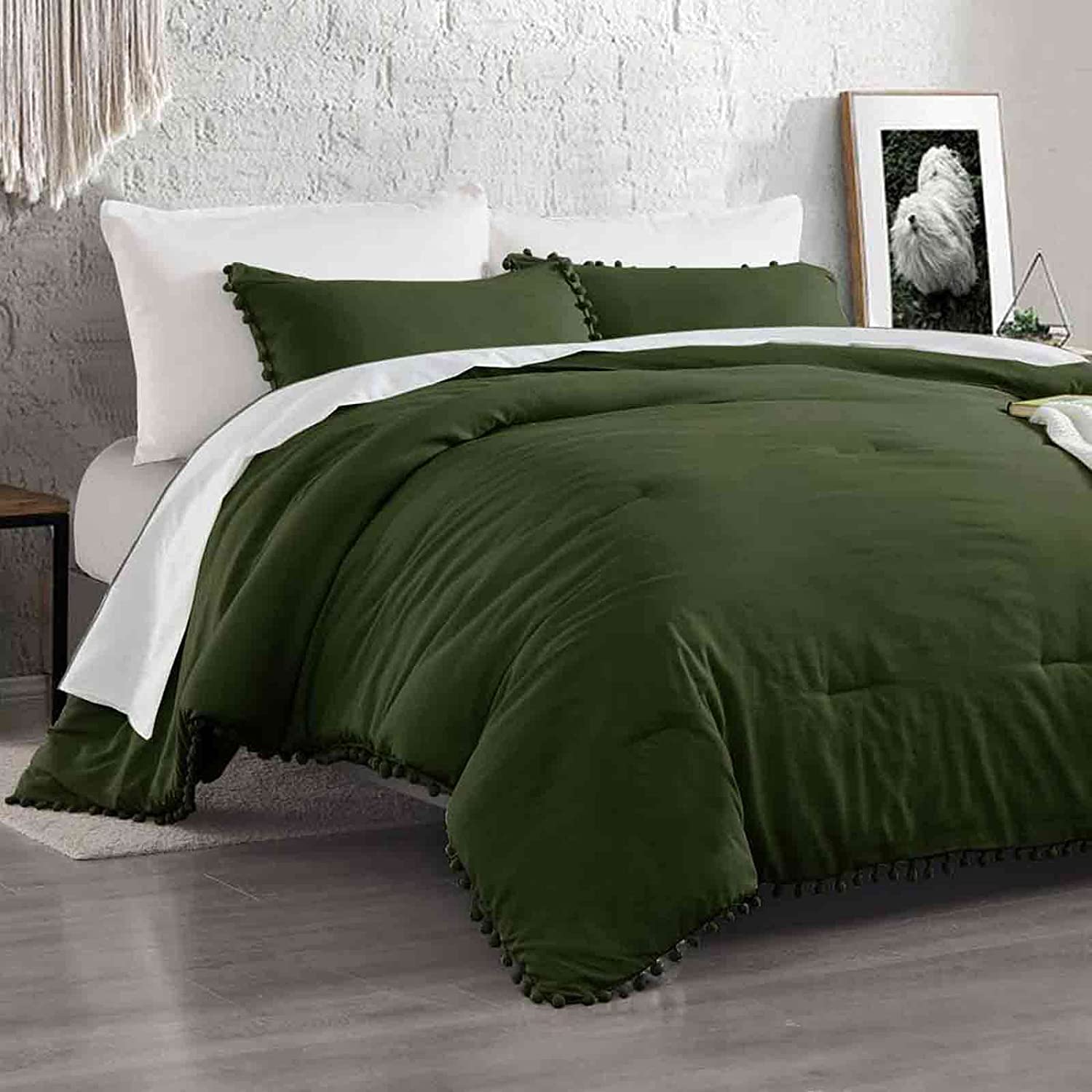  ETDIFFE Sage Green Full Comforter Set, 3 Piece