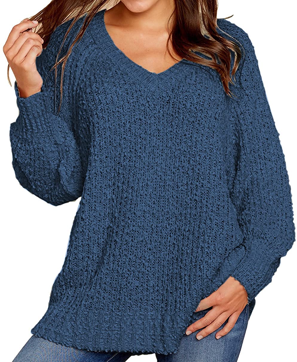 KIRUNDO Women's 2024 Fall Winter Oversized Fuzzy Popcorn Sweaters