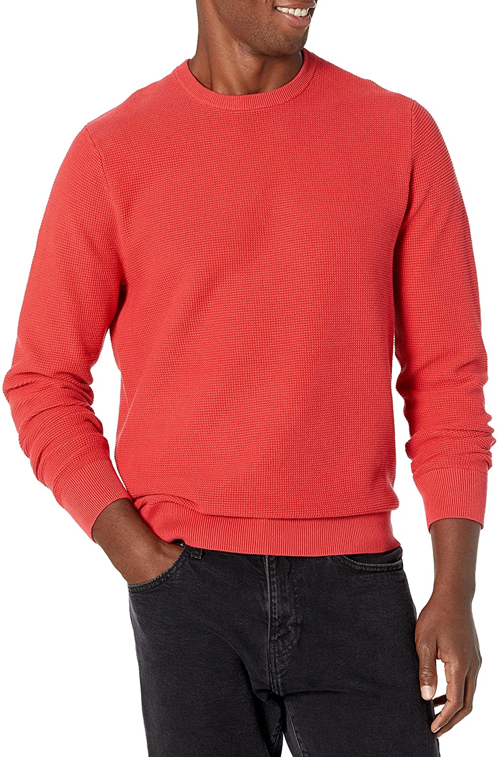 Goodthreads Men's Soft Cotton Thermal Stitch Crewneck Sweater 