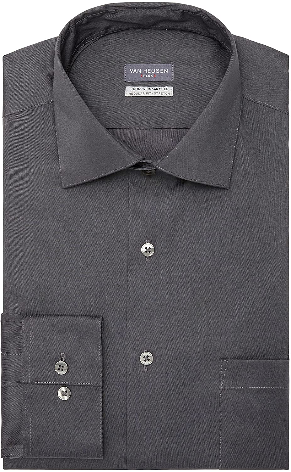 Van Heusen Men's Dress Shirt Regular Fit Ultra Wrinkle Free Flex Collar  Stretch