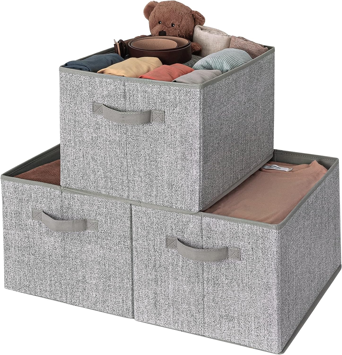 GRANNY SAYS Clothing Storage Bins for Closet with Handles, Foldable  Rectangle Baskets, Fabric Containers Boxes for Organizing Shelves Bedroom,  Gray