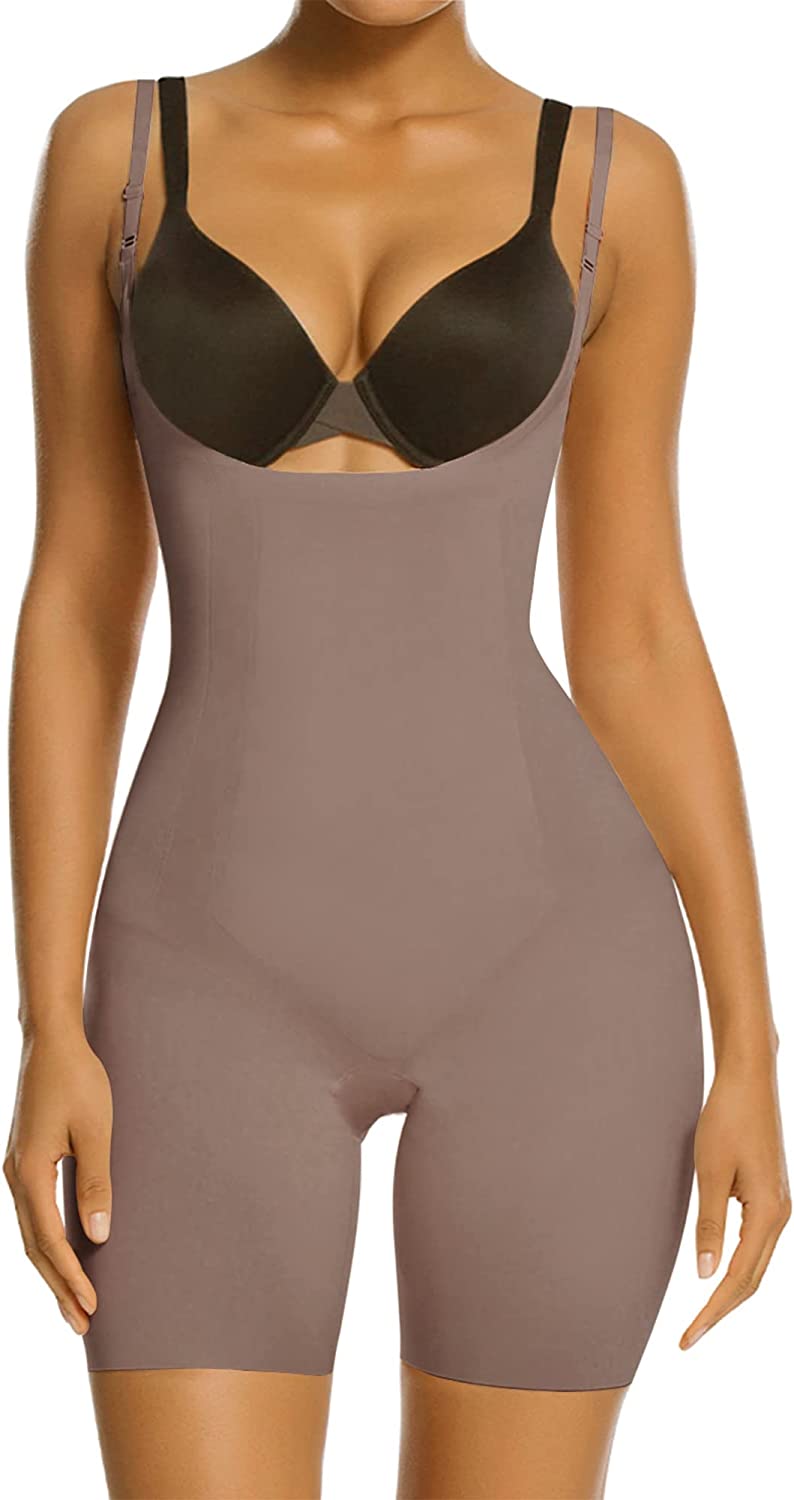 SHAPERX Tummy Control Shapewear for Women Seamless Fajas Bodysuit Open Bust  Mid