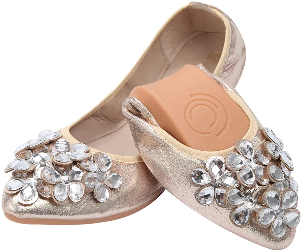 Omsorg Konsekvent køre KUNWFNIX Women Ballet Flats Rhinestone Wedding Ballerina Shoes Foldable  Sparkly | eBay