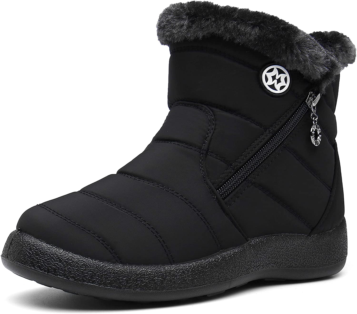 Hsyooes Womens Warm Fur Lined Winter Snow Boots Waterproof Ankle Boots ...