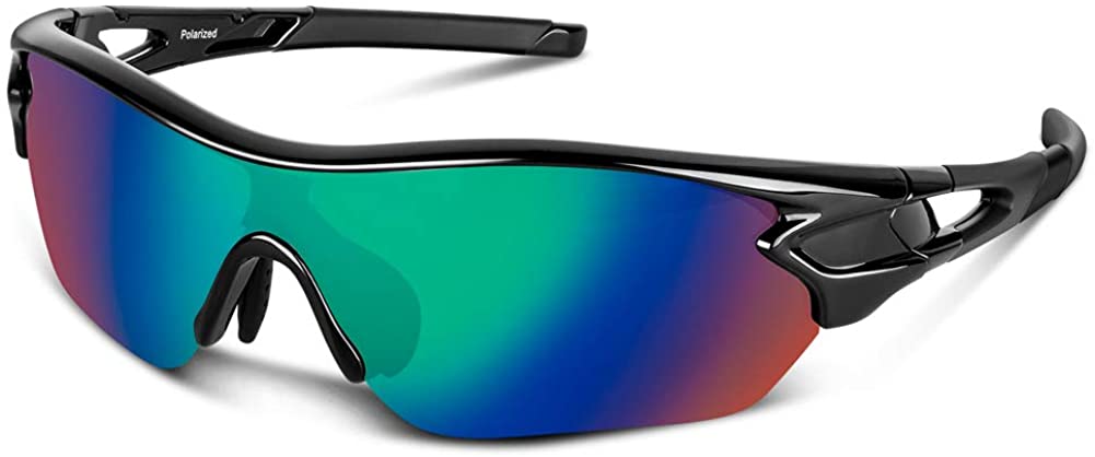 Men's Polarized Sports Sunglasses, Cycling Sunglasses, with 4  interchangeable lenses, can be used for men and women running, baseball and  golf-Grey