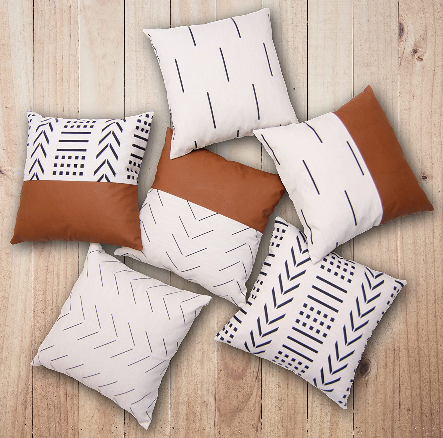 EFOLKI Boho Throw Pillow Covers for Couch and Bed 18x18 Set of 6, Boho  Decor,Fal