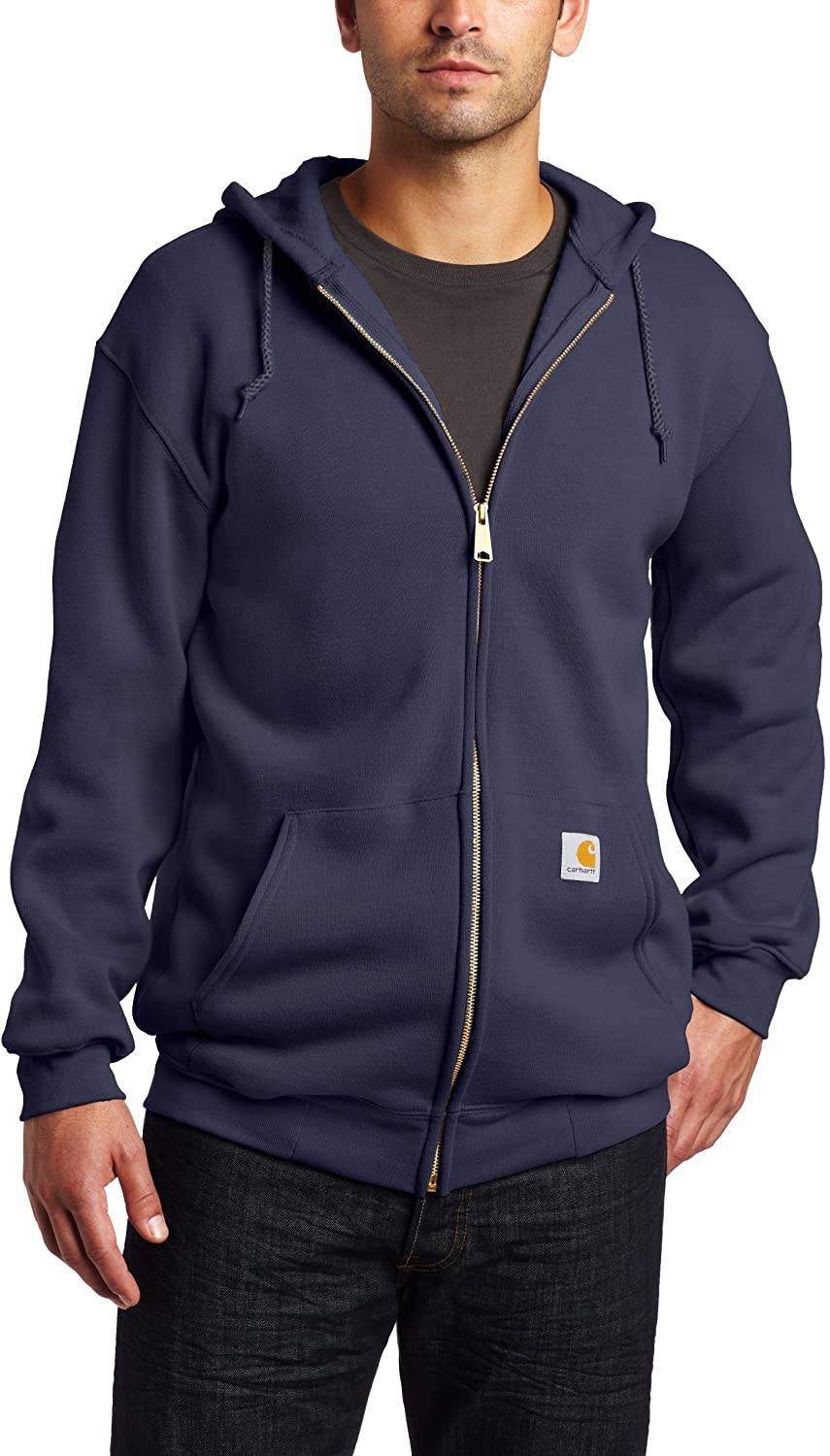Carhartt Mens MidWeight Hooded Zip Front Sweatshirt Heather Grey,2X-Large/Tall 