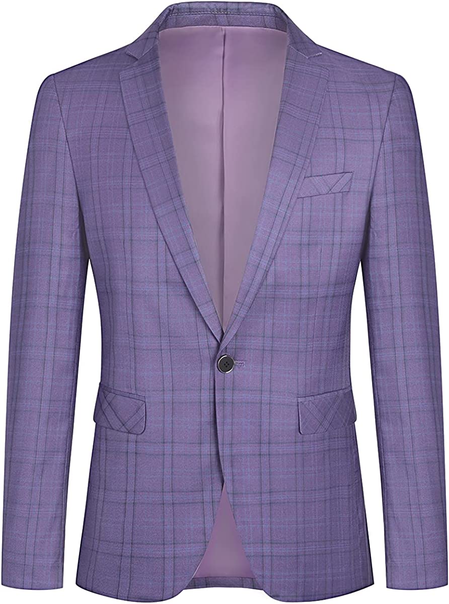 mens purple plaid blazer