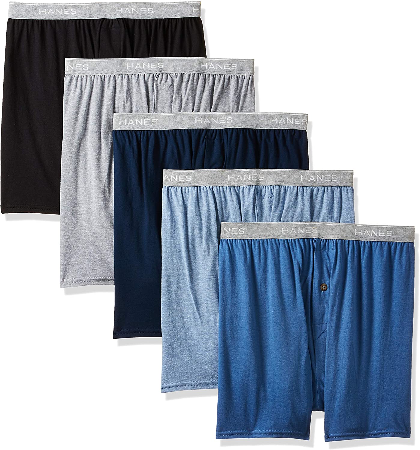 HANES MEN'S 5-PACK Exposed Waistband Knit Boxers $46.17 - PicClick