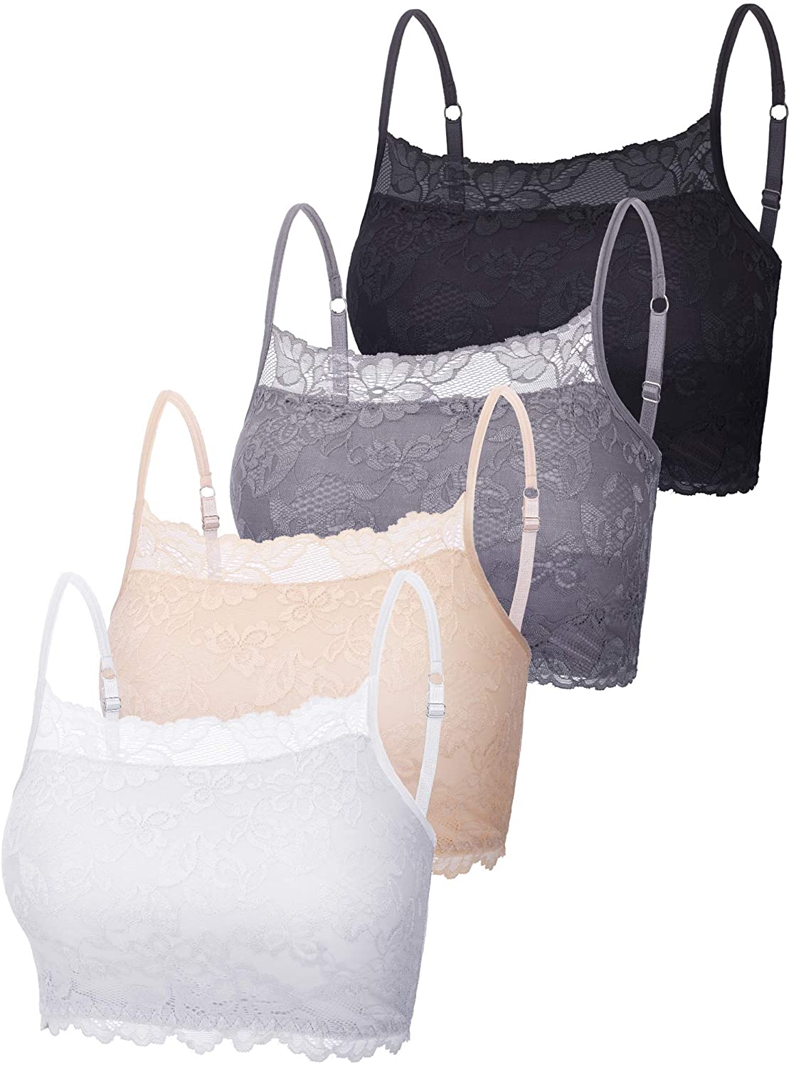 4 Pieces Women's Lace Cami Stretch Lace Half Cami Breathable Lace