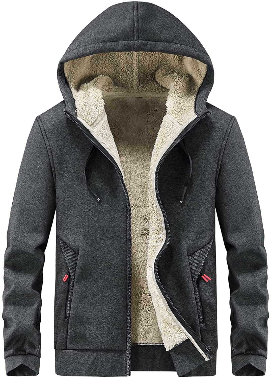 Flygo Womens Long Sleeve Zipper Sherpa Sweatshirt Soft Fleece Pullover Outwear Coat 