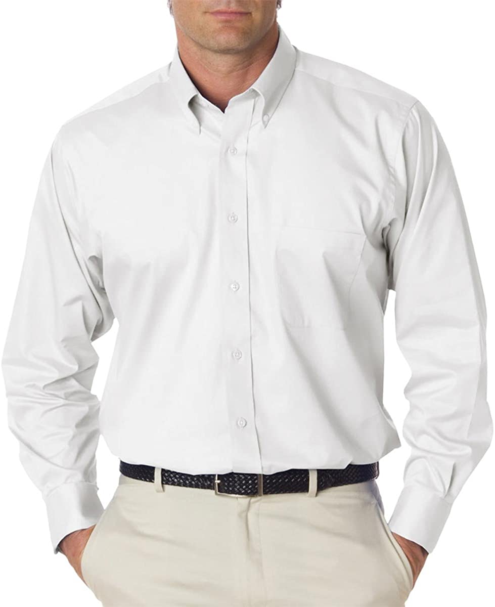 Van Heusen Men's Regular Fit Twill Solid Button Down Collar Dress 