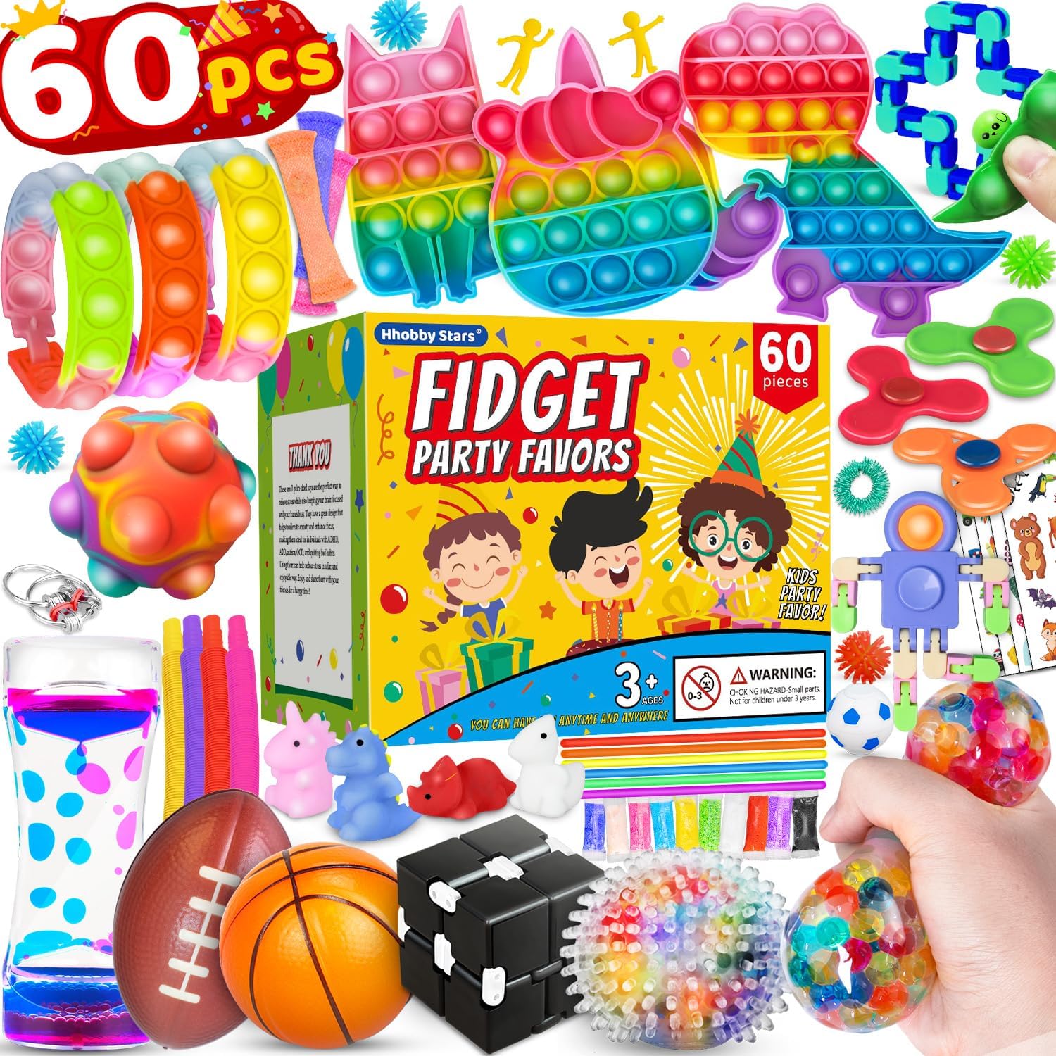 (100 Pcs) Fidget Toys Pack, Party Favors Carnival Treasure Classroom Prizes  Smal