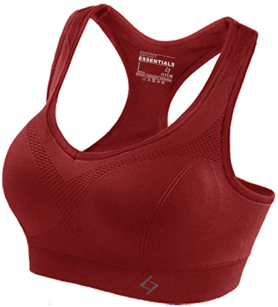 FITTIN Racerback Sports Bras for Women - Padded Seamless High Impact  Support for Yoga Gym Workout Fitness