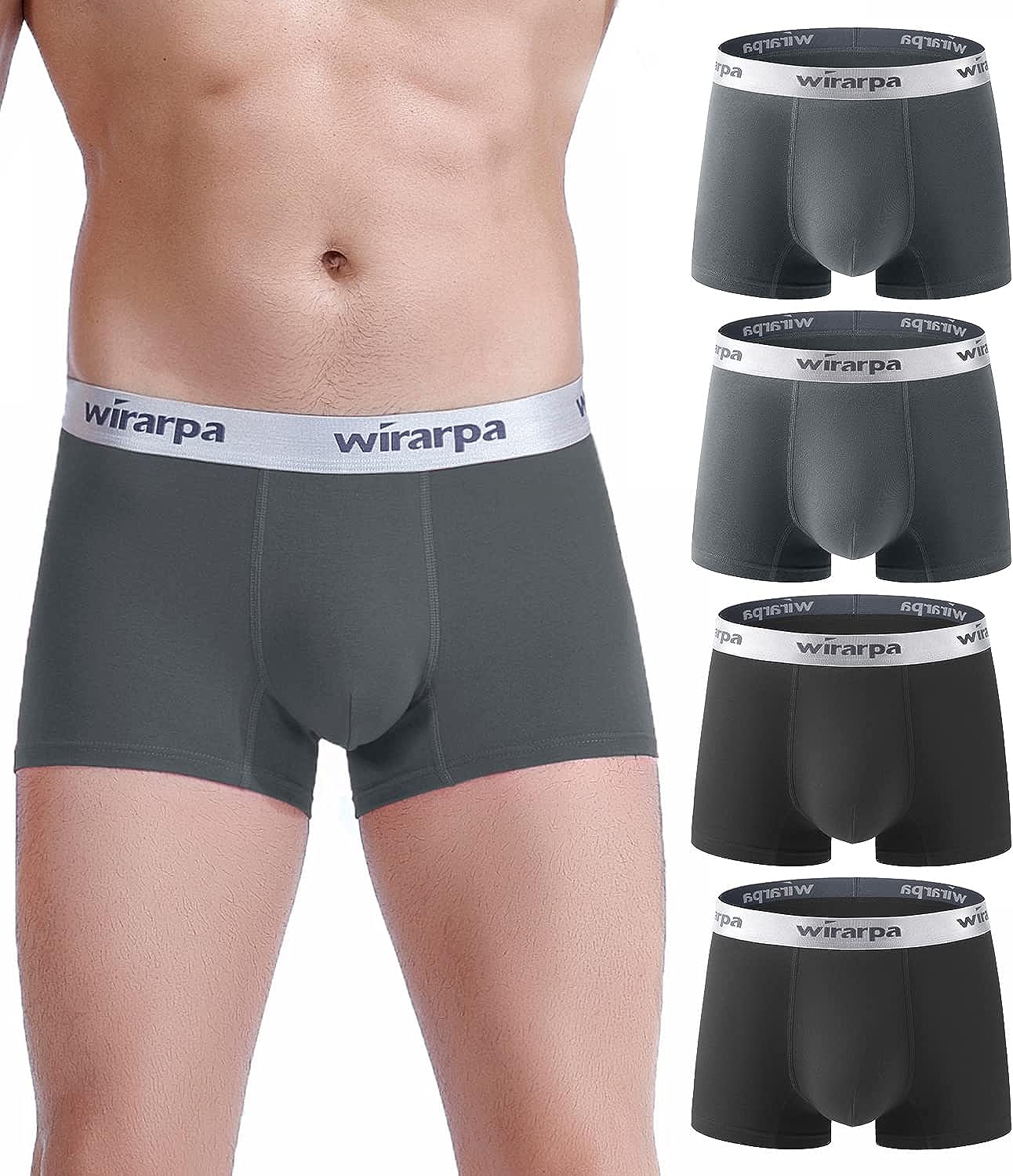 wirarpa Mens Trunks Underwear Cotton Boxer Briefs Short Leg Comfortable  Underpan