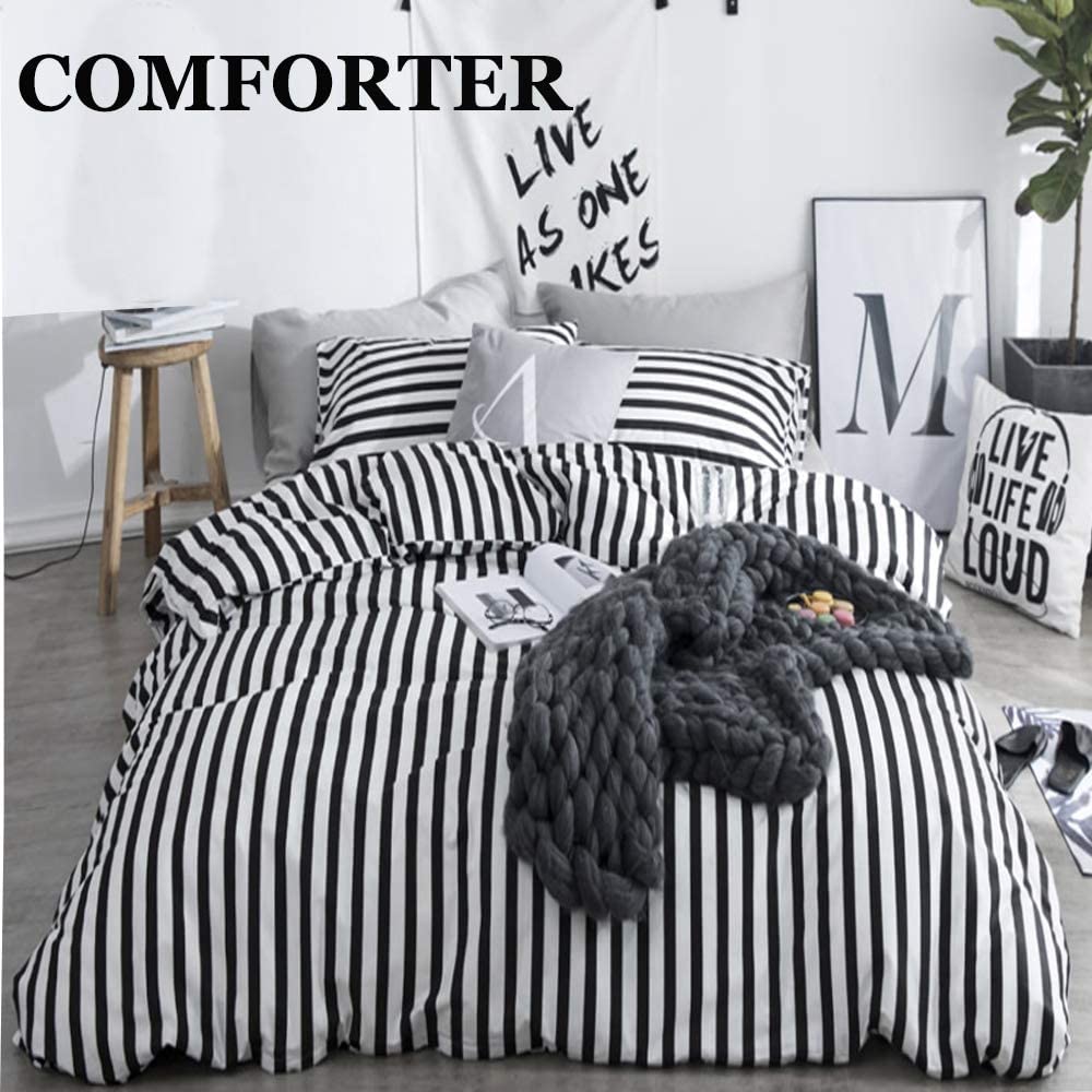 Clothknow Striped Comforter Sets Queen Black And White Bedding Sets Full For Boy Ebay