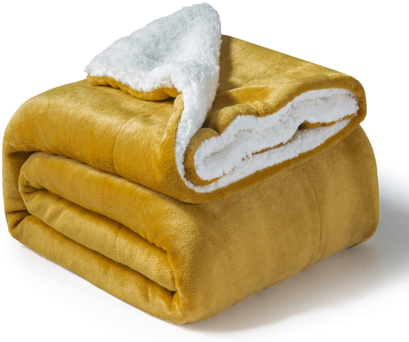 Bedsure Fleece Blanket King Size Gold Yellow Lightweight Super Soft Cozy Luxury