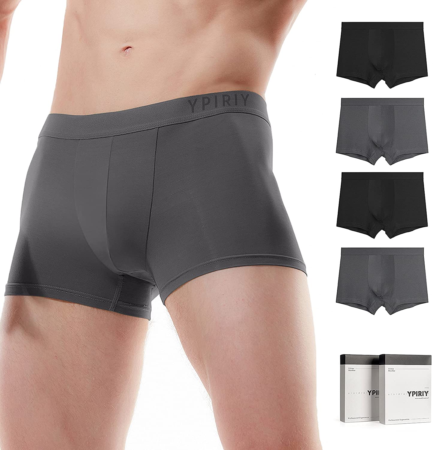 Ultra Comfortable Soft Stretch Modal Underwear Black Onyx, XL Boxére Mens Boxer Brief Shorts 