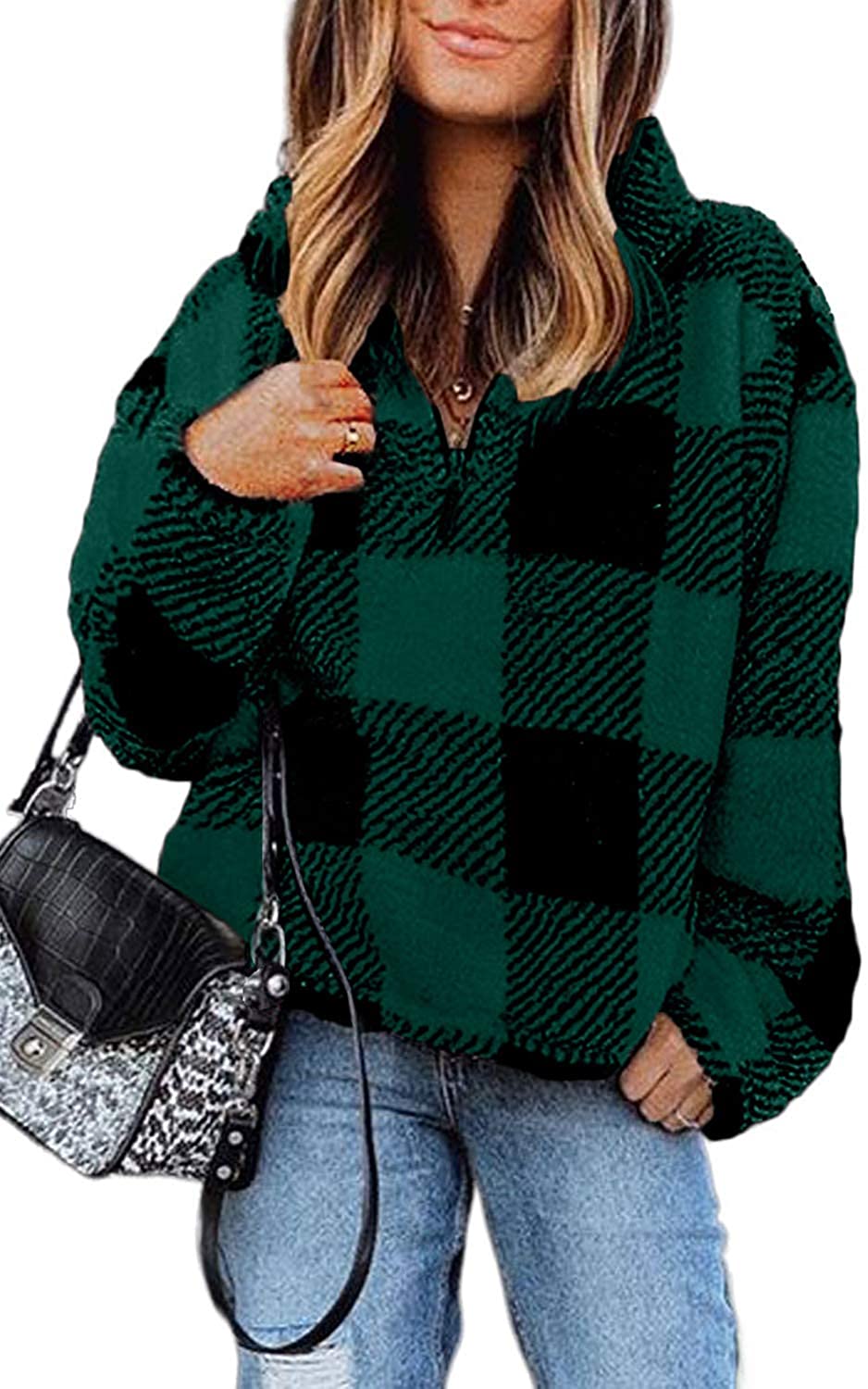 thumbnail 16  - Acelitt Women&#039;s Cozy Oversize Fluffy Fleece Sweatshirt Pullover Outwear (18 Colo