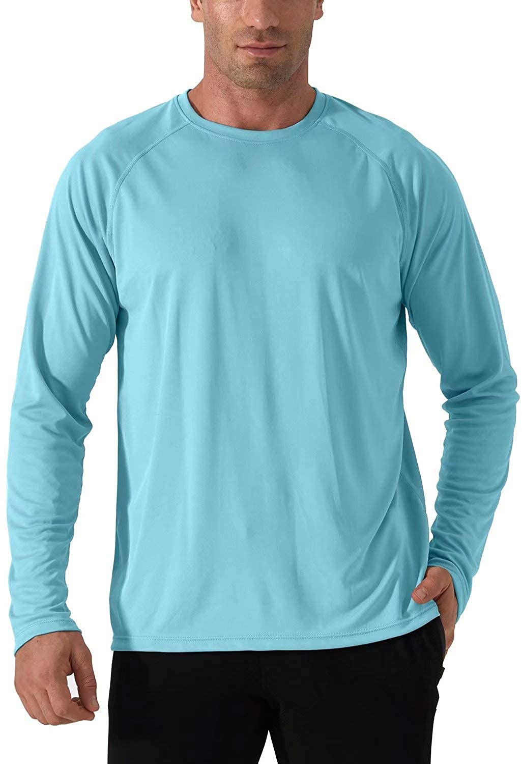 UV Sun Protection Light Weight Regular Fit Training Tops HMILES Mens Long Sleeve Running Tops Male Raglan Sleeve Fitness Sports T Shirts 50 
